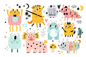 Cute little monsters. Funny cartoon, an Animal Illustration by Vectorbuum