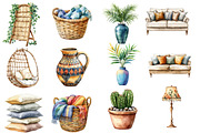 Watercolor Boho Interior Clipart, an Illustration by Designworld (Thumbnail 3 of 6)