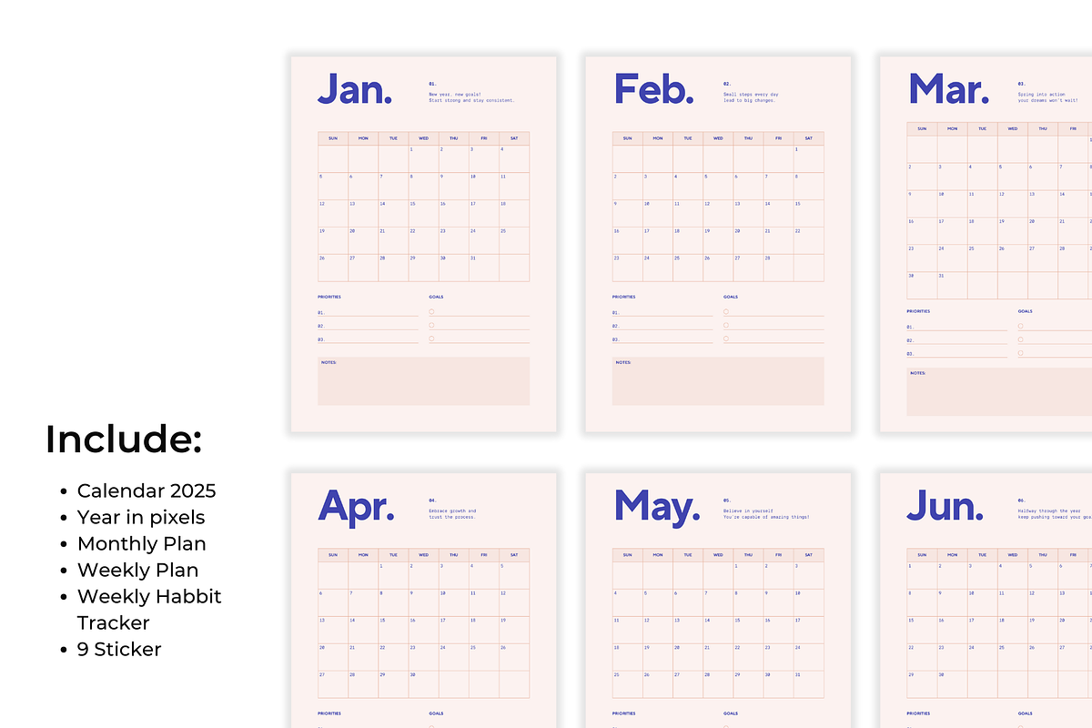 2025 Digital Calendar Planner, a Stationery Template by Glücklich Studio (Photo 3 of 5)