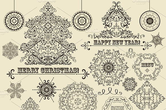 Vintage Christmas Design Elements preview 2