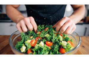 A man is preparing a healthy meal by, a Food & Drink Photo by ZinetroN