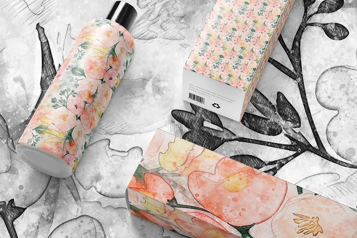 Watercolor pink bouquet pattern, a Pattern Graphic by yahu88studio (Photo 4 of 7)