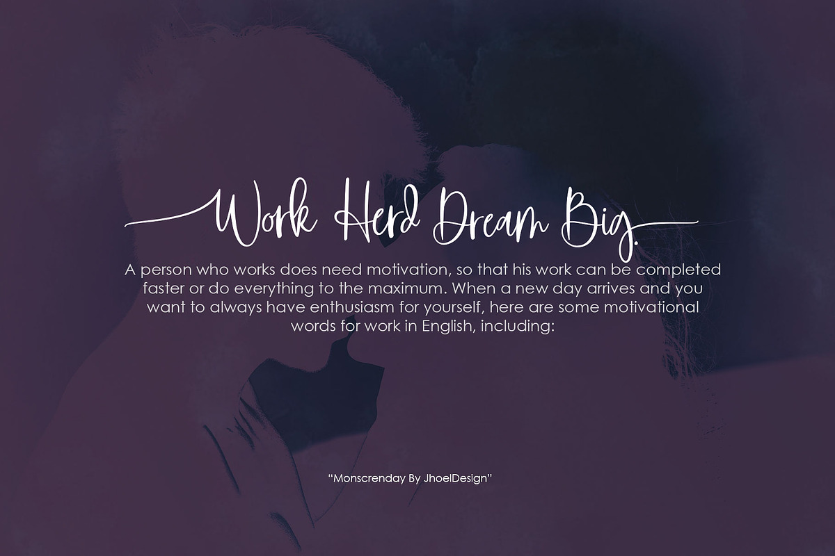 Monscrenday Script, a Script Font by Jhoel Design (Photo 3 of 6)