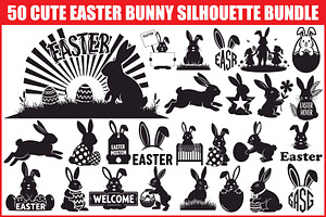 Cute Easter Bunny Silhouette bundle, an Illustration by Artivon