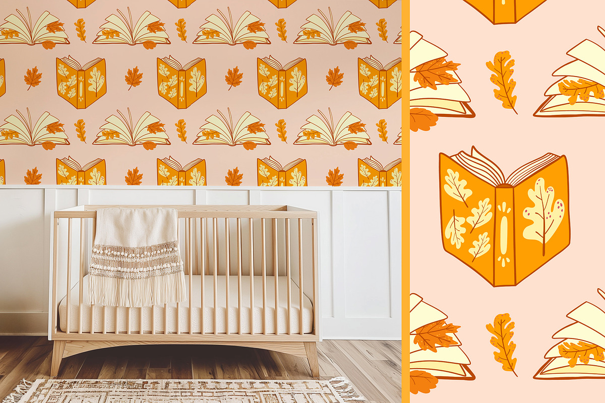 Autumn Books vector clipart patterns, an Education Illustration by Carpet Tapete Pretzel (Photo 6 of 13)
