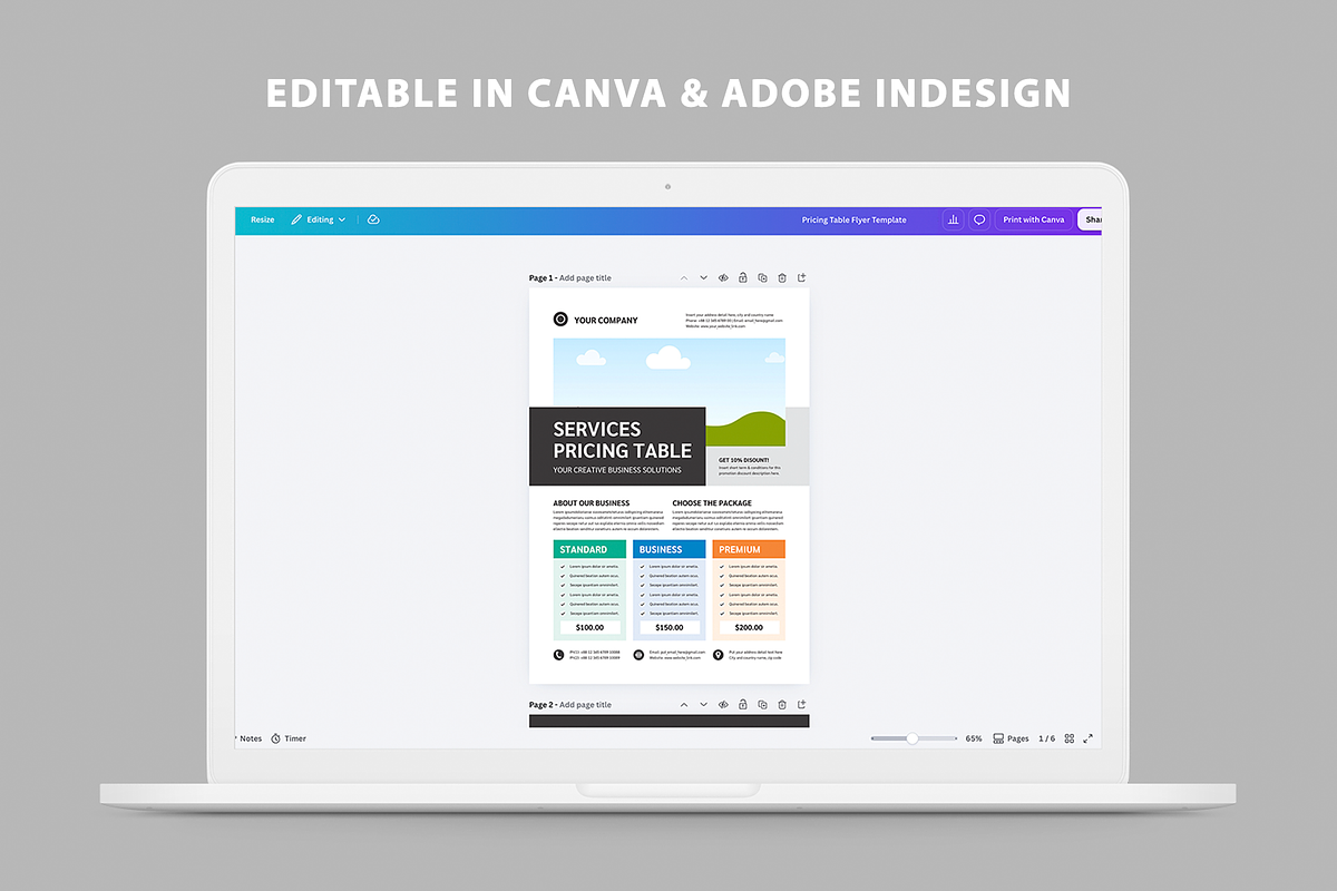 Pricing Table Flyer | Canva & INDD, a Flyer Template by Leaflove (Photo 8 of 8)
