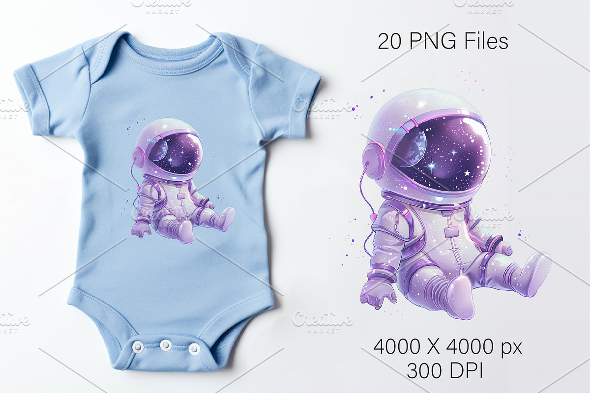 Cute baby astronaut 01. T-Shirt, PNG, an Animal Illustration by KENO Mascots (Photo 9 of 10)