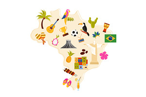 Travel to Brazil set, Brazilian, an Animal Illustration by Flashvector