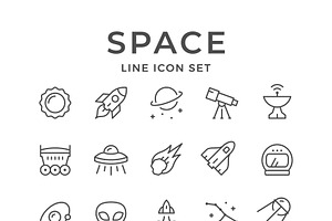 Set Line Icons Of Space