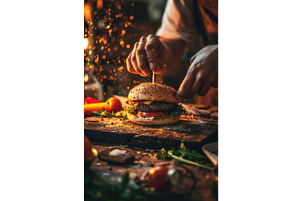 Man hands hold cheese burger, a Food & Drink Photo by Yulia Furman