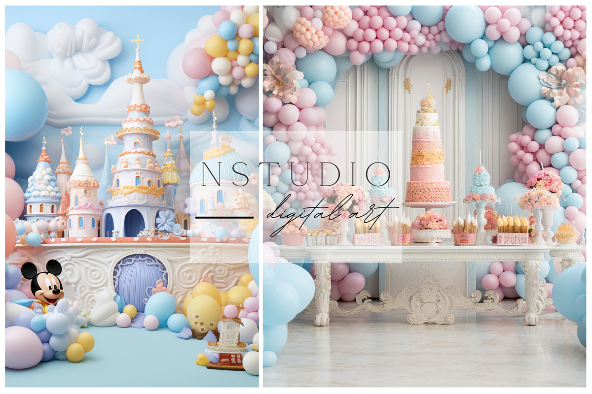 11 Pink and Blue Birthday Backdrops, a Layer Style Add-On by NSTUDIO (Photo 6 of 9)