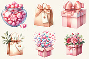Watercolor Valentine Gift Clipart, an Illustration by DreamCafeArt (Thumbnail 6 of 6)