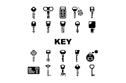Key For Open And Close Padlock Icons, an Industrial Photo by pikepicture