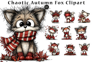 Chaotic Autumn Fox Clipart, a Seasonal Illustration by CreationArt