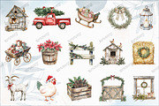 Vintage Christmas Farm Clipart, an Illustration by designcity5 (Thumbnail 3 of 5)
