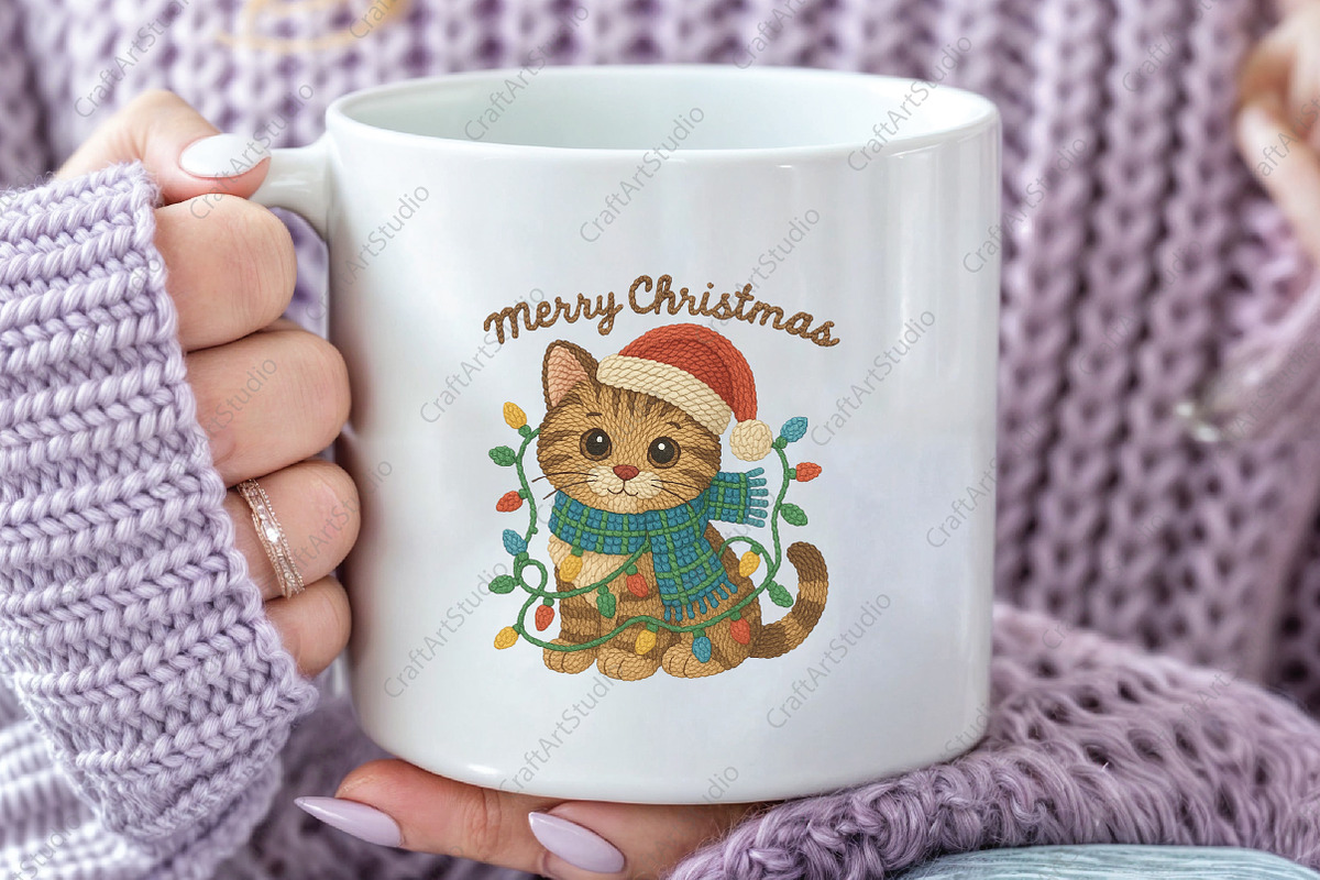 Crochet Christmas Kitten PNG, an Illustration by CraftArtStudio (Photo 3 of 4)