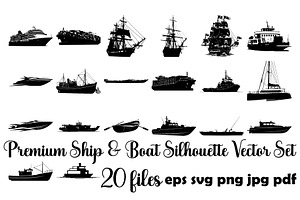 Premium Ship Boat Silhouette Vector, an Animal Illustration by Designer_Momina