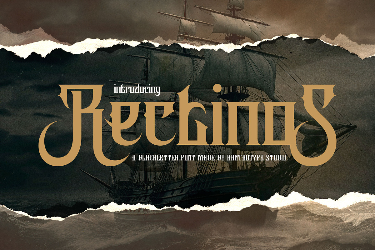 Rectinos A Blackletter Font, a Blackletter Font by RantautypeStudio (Photo 1 of 15)