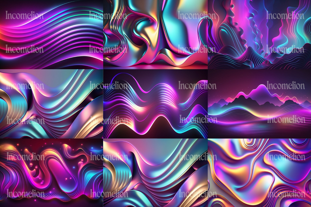 25 Holographic Neon Backgrounds, a Wallpaper Graphic by Incomelion (Photo 2 of 11)