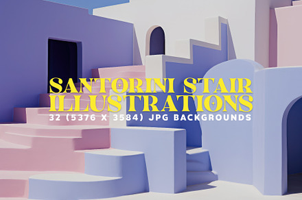 32 Santorini Stairs Illustrations, a Wallpaper Graphic by HipFonts