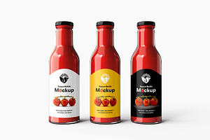 Glass Sauce Bottle PSD Mockup