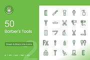 50 Barber’s Tools Green & Black Icon, an Icon by IconBunny (Thumbnail 1 of 2)