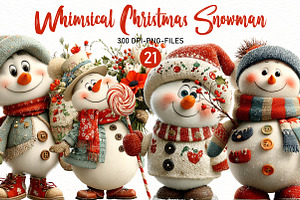 Whimsical Christmas Snowman Clipart, a Seasonal Illustration by Designworld