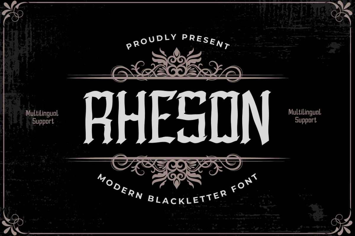 RHESON Blackletter font, a Blackletter Font by twinstd (Photo 1 of 13)