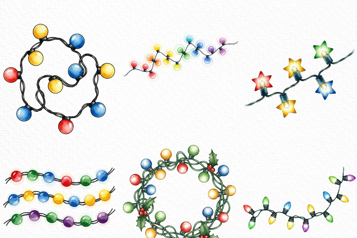 Christmas Lights Sublimation Clipart, an Illustration by Craft Nest (Photo 6 of 6)