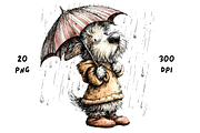 Whimsical Rainy Dog Clipart, an Animal Illustration by GiraffeCreative (Thumbnail 18 of 20)
