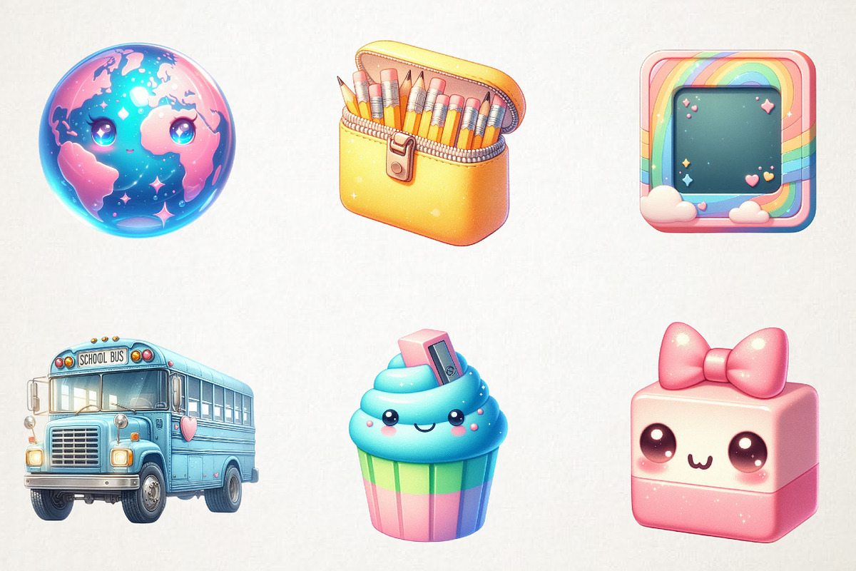 Adorable Pastel School Clip Art, an Illustration by RobertsArt (Photo 2 of 7)