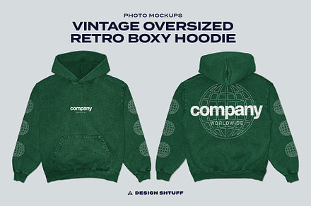 Vintage Oversized Retro Hoodie Mock, a Hoody Mockup by DESIGN SHTUFF