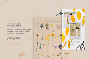 Flower Sketchbook Stories Social Kit