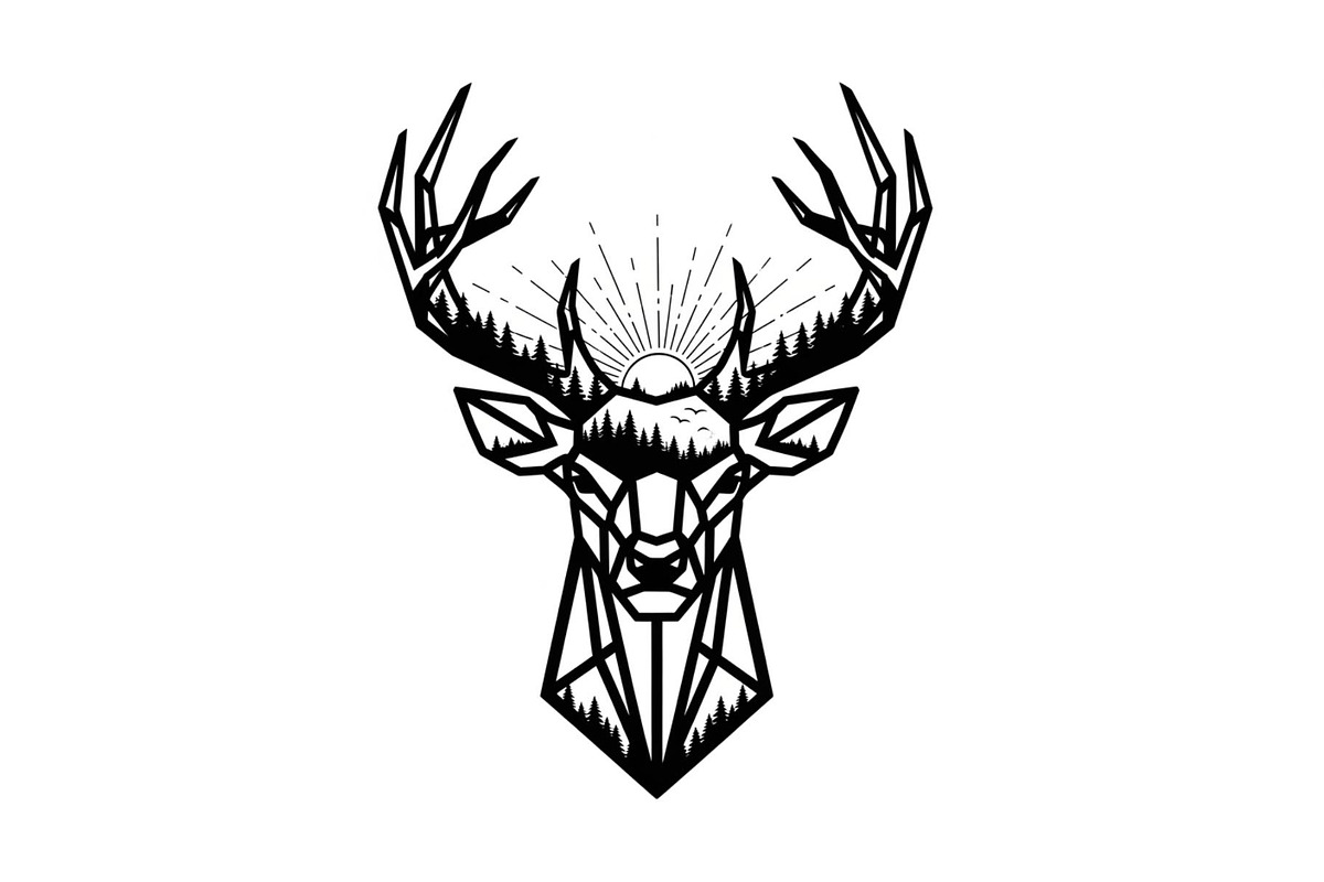 Artistic Geometric Deer Head Bundle, an Illustration by yasushie (Photo 12 of 31)