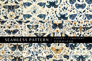 12 Moth Magic Seamless Patterns, a Pattern Graphic by Inknfolly