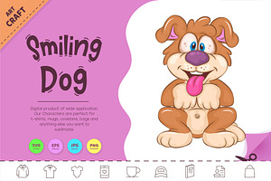 Cartoon Smiling Dog. Clipart.