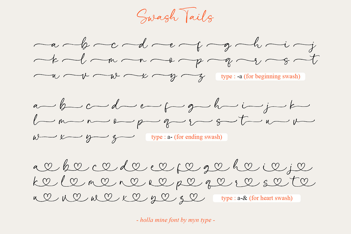 Holla Mine - Heart Swash Script Font, a Handwritten Font by Myn Type (Photo 12 of 12)