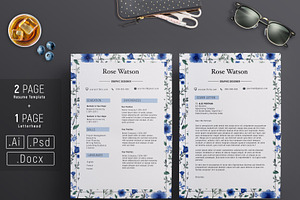 Floral Watercolor CV Template / G