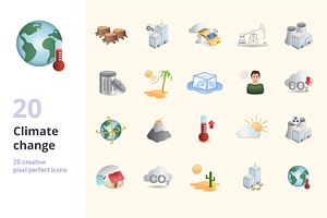Climate Change 3D Icons Set Bundle, an Object Graphic by Aimagenarium@gmail.com