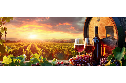 Wine bottles and glasses with grapes, a Food & Drink Photo by Neirfy