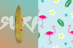 Flamingo & Tropical Flowers Patterns