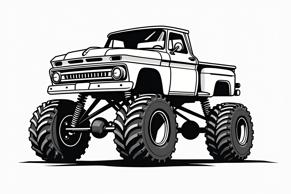 Monster Truck Line Art Bundle, an Illustration by Designs_River (Photo 9 of 9)