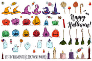 Halloween set, 55 vector items, an Illustration by rubinat (Thumbnail 6 of 7)