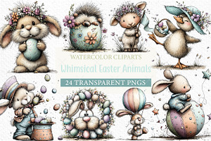Whimsical Easter Animals Clipart, an Illustration by Craft Nest