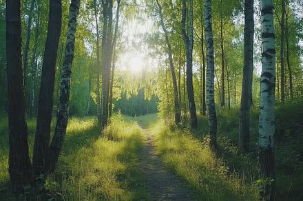 Sunny summer forest in Belarus with, a Photo by Iftikhar Alam
