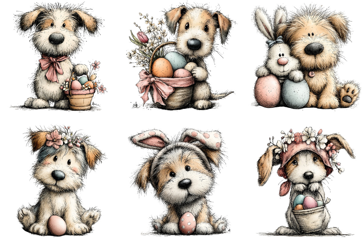 Whimsical Easter Dogs Clipart, an Illustration by Sublimation Artist (Photo 6 of 7)