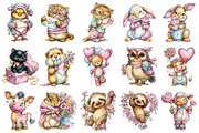 Whimsical Valentine Animals Clipart, an Illustration by OK Design (Thumbnail 3 of 6)