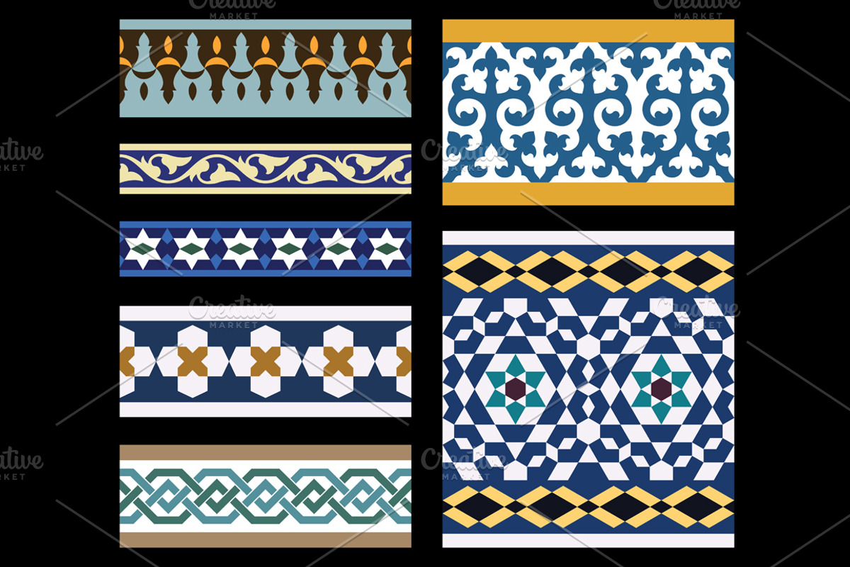 Moorish Seamless Border Set, an Object Graphic by Azat1976