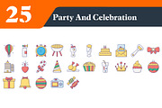 Party and Celebration Flat Icons, an Outline Icon by EllaMaiyaali (Thumbnail 2 of 3)