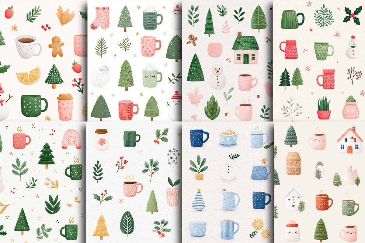 Cozy Christmas Watercolor Clipart, an Illustration by DreamCafeArt (Photo 4 of 6)